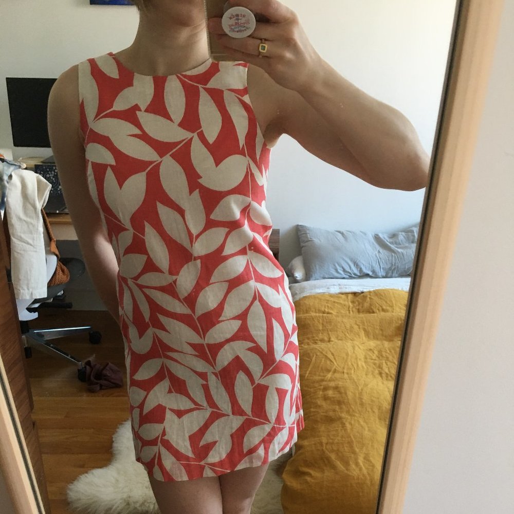 *Like New* Coral Linen Shift Dress